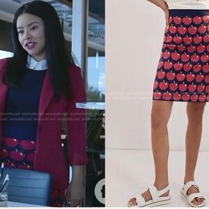 Maeve by Anthropologie Apple Print Pencil Skirt Small Cozy Preppy Career